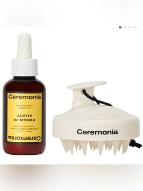 Ceremonia Aceite de Moska Hair Oil & Scalp Massager Set